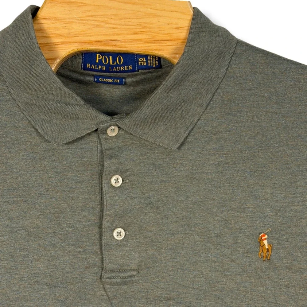Polo Ralph Lauren Polo Shirt Men XXL Olive Green Classic Fit Cotton Short Sleeve